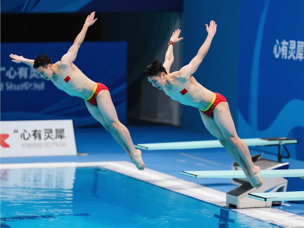 跳水世界杯超级决赛:混合团体赛精彩瞬间 例如,在双人同步跳水中,中国队的两位选手